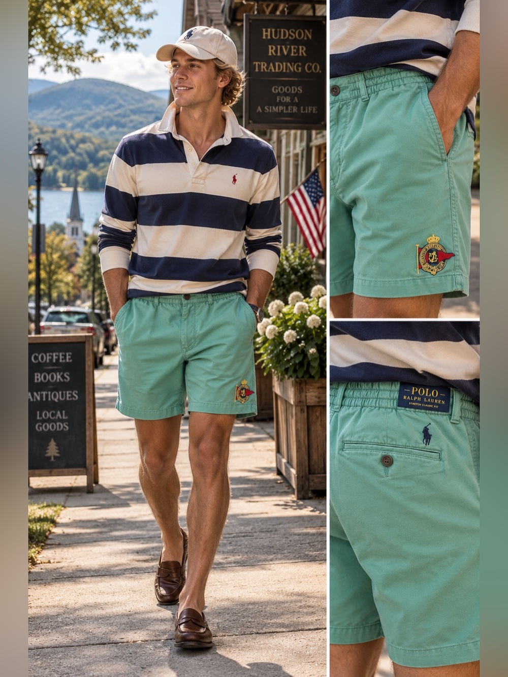 NWT Polo Ralph Lauren Mint Green Crest Stretch Shorts Men’s Small 6”